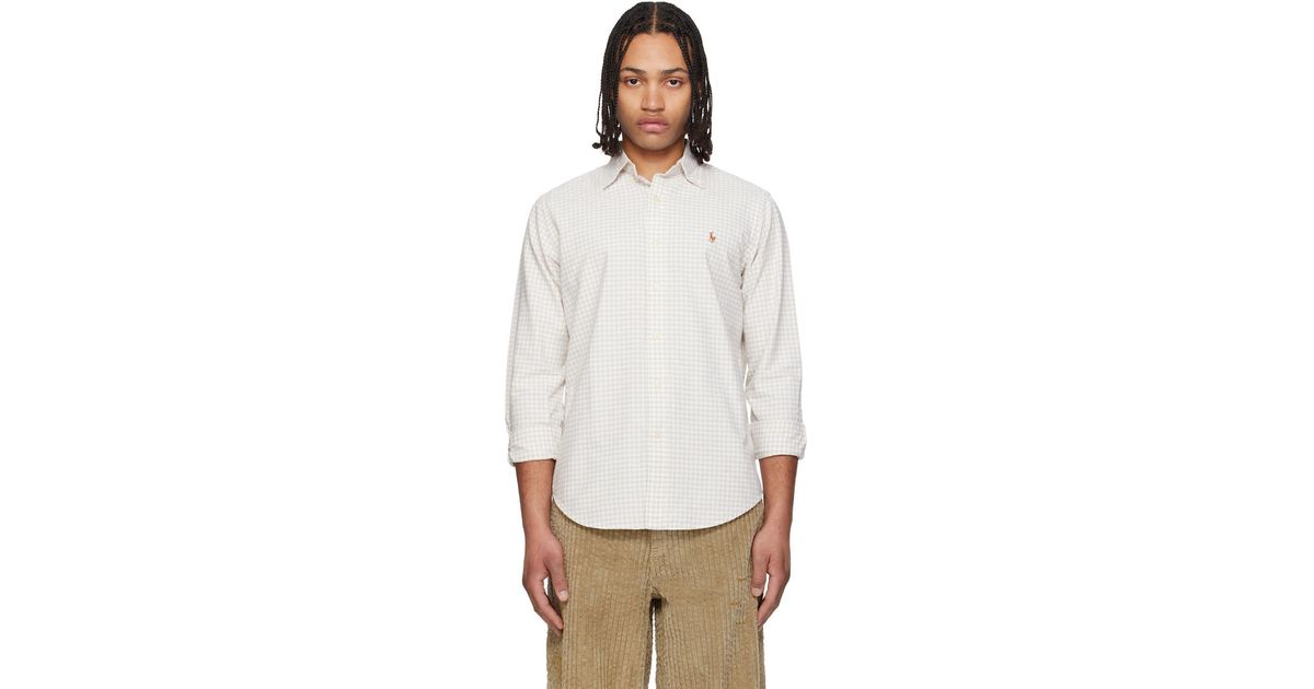 Polo Ralph Lauren Classic Fit Gingham Oxford Shirt in White for Men | Lyst