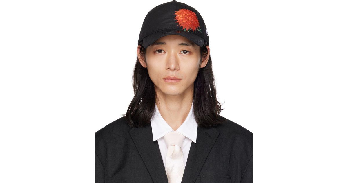 Yohji Yamamoto Black New Era Edition 9thirty Dahlia Motif Cap for