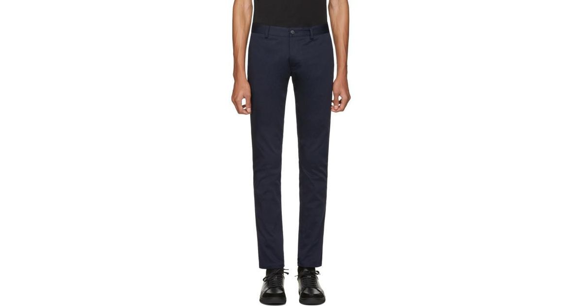 Tiger Of Sweden Cotton Navy Transit Chino Trousers in Blue for Men - Lyst