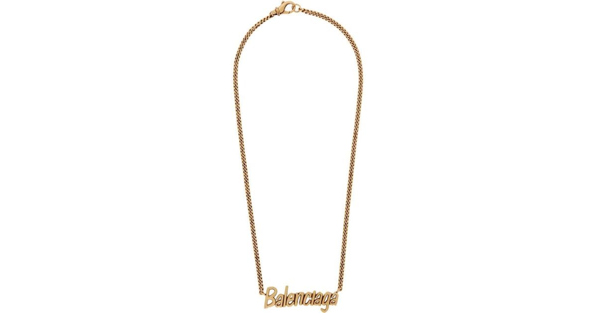 Balenciaga Gold Typo Necklace for Men Lyst