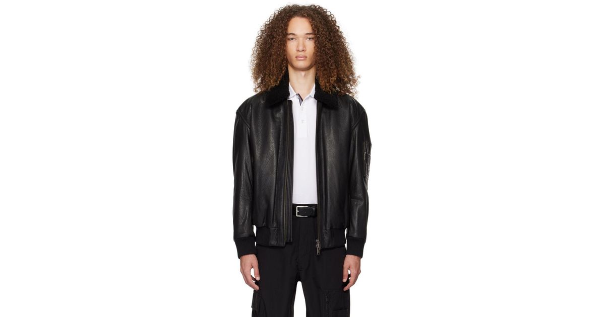 BOSS Black Zip Leather Jacket