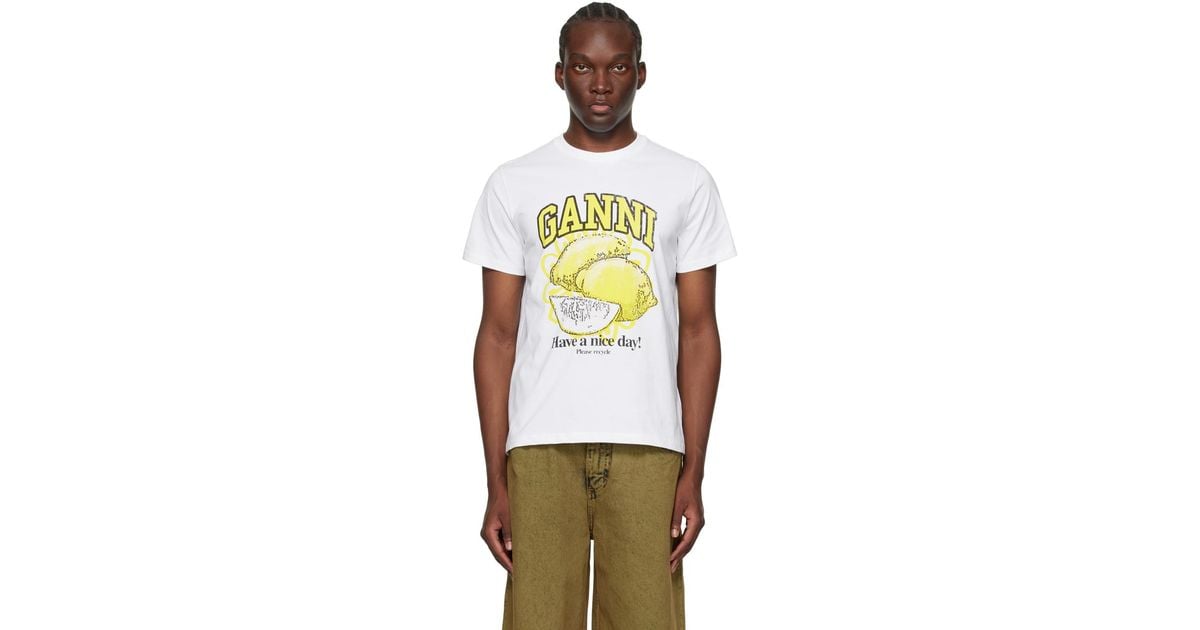 メンズ Ganni ホワイト リラックス Lemon Tシャツ | Lyst