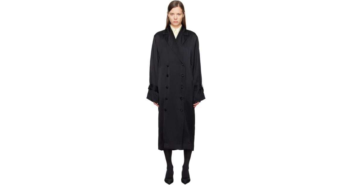 TOTEME Satin Trench Maxi Dress in Black Lyst UK