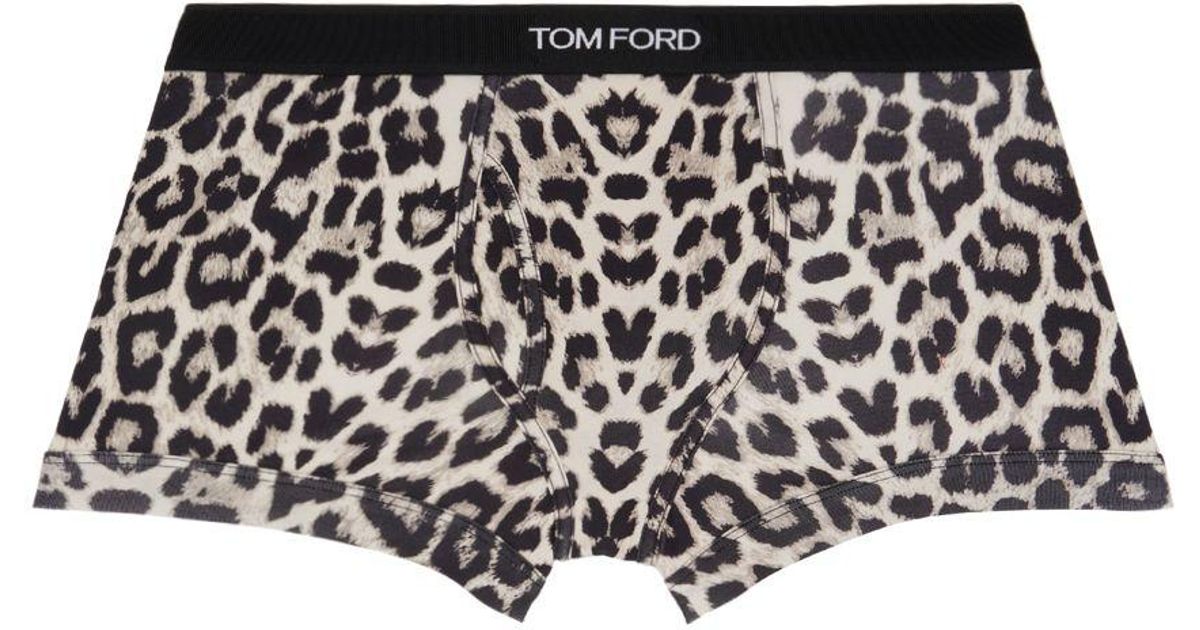Tom Ford Off-white & Gray Snow Leopard Boxer Briefs in Black for Men | Lyst