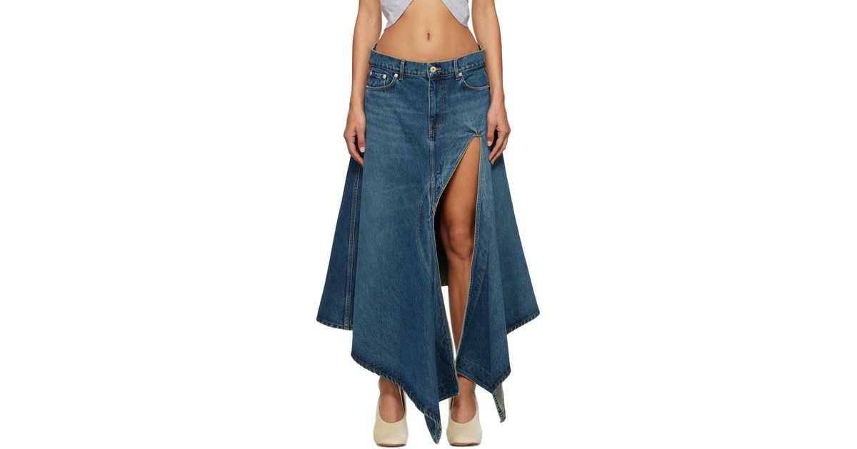 Y. Project Cut Out Denim Midi Skirt in Blue | Lyst
