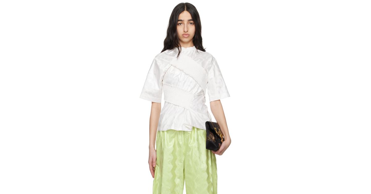 Super Yaya Off- Nellie Twist T-Shirt in White | Lyst UK