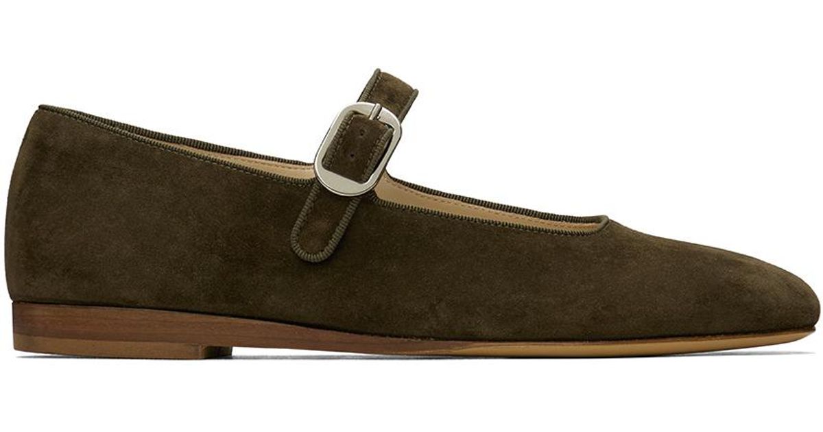 Le Monde Beryl Khaki Mary Jane Ballerina Flats in Black | Lyst UK