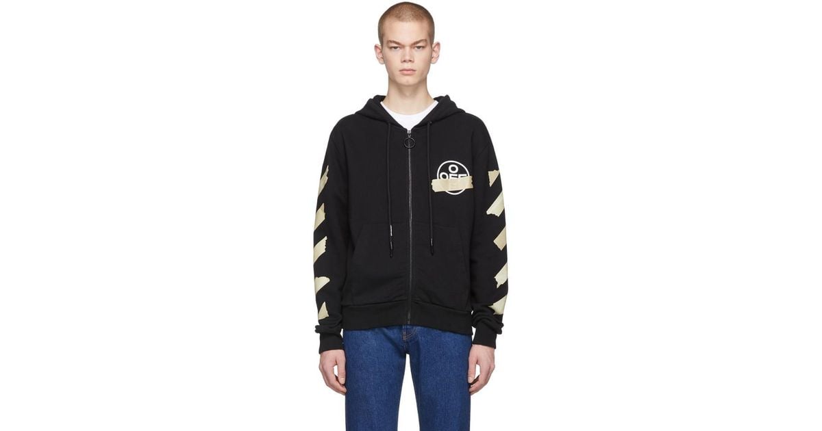 Off-White c/o Virgil Abloh Tape Arrows Drawstring Hoodie in Black