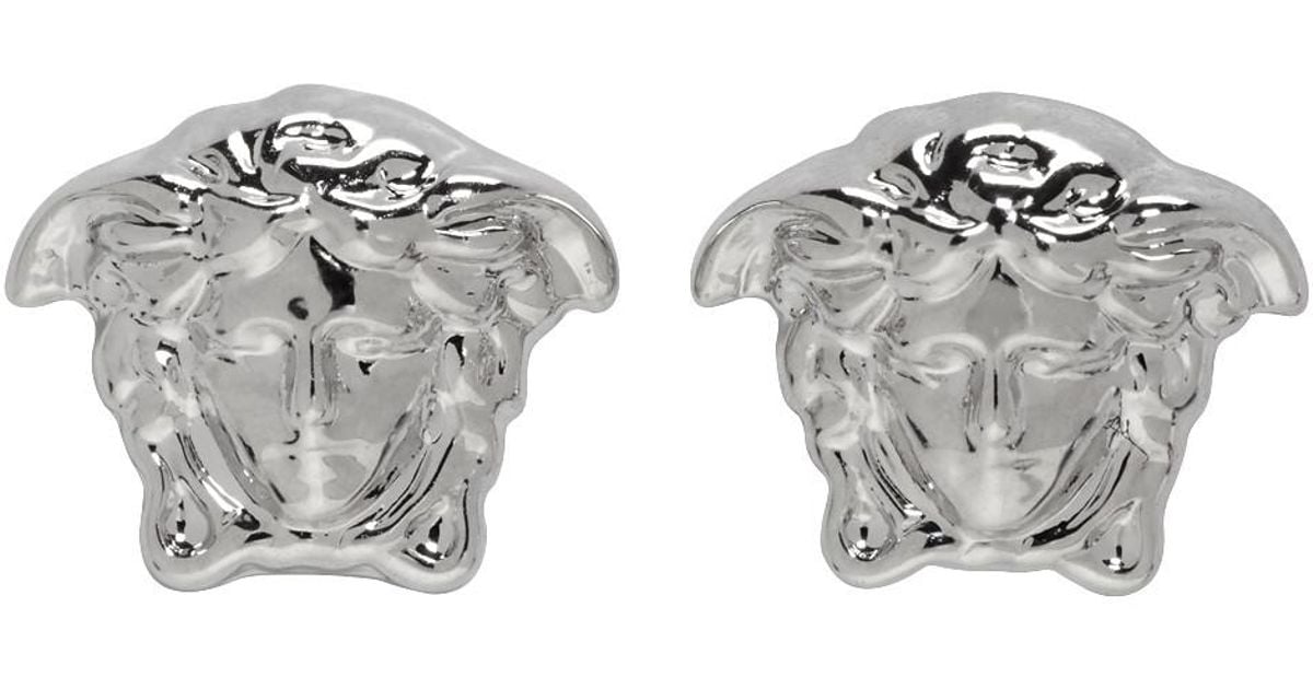Versace Silver Medusa Stud Earrings in 