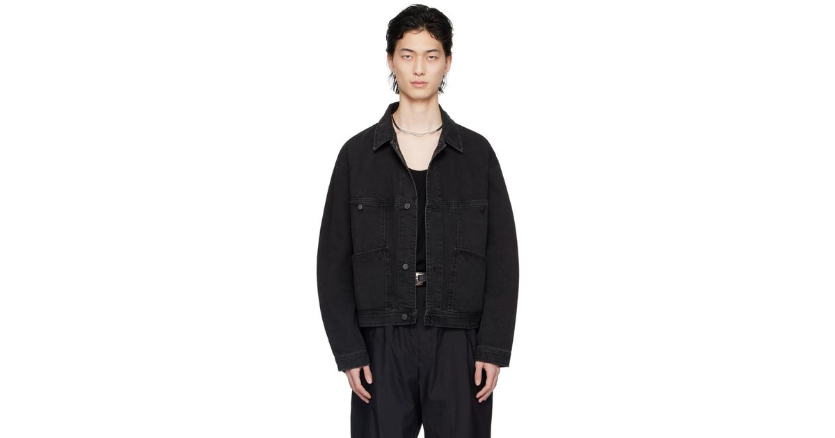 Lemaire Four Pockets Denim Jacket in Black for Men | Lyst