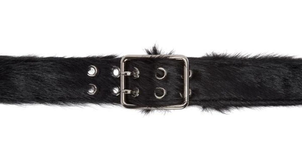 Prada Black Fur Belt for Men - Lyst