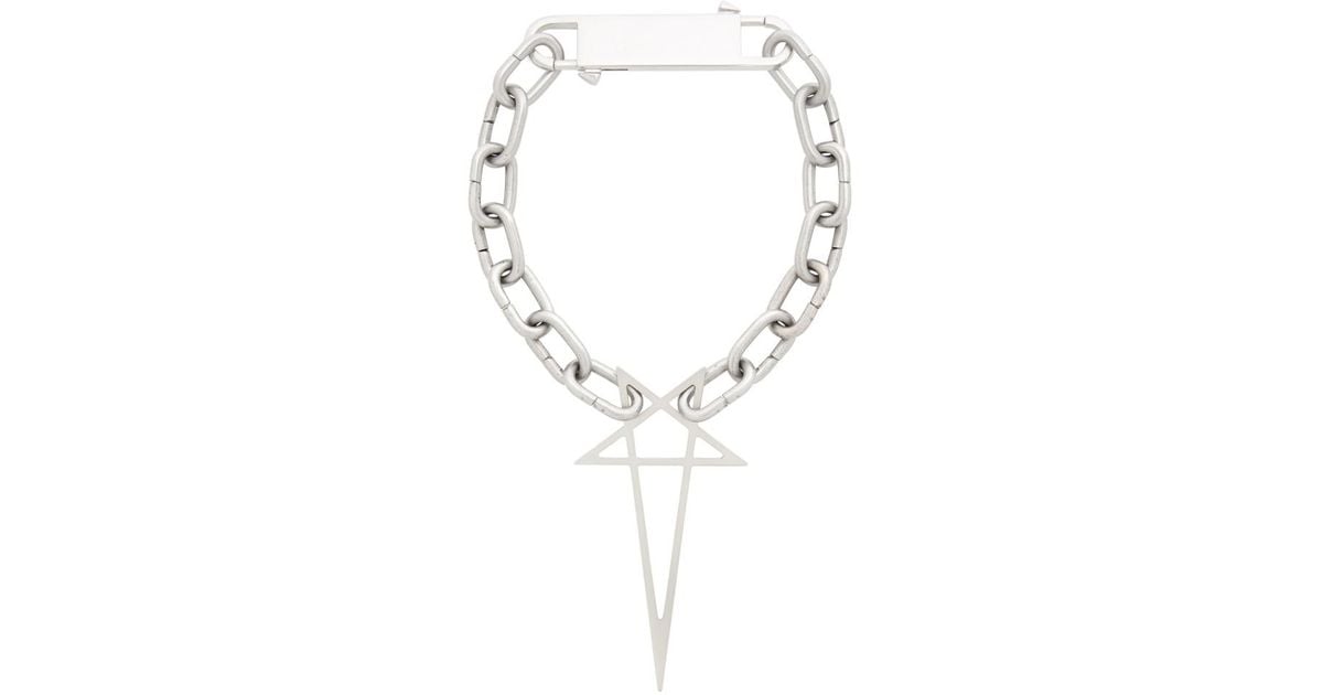 Rick Owens Silver Pentagram Choker Necklace in Metallic for Men | Lyst