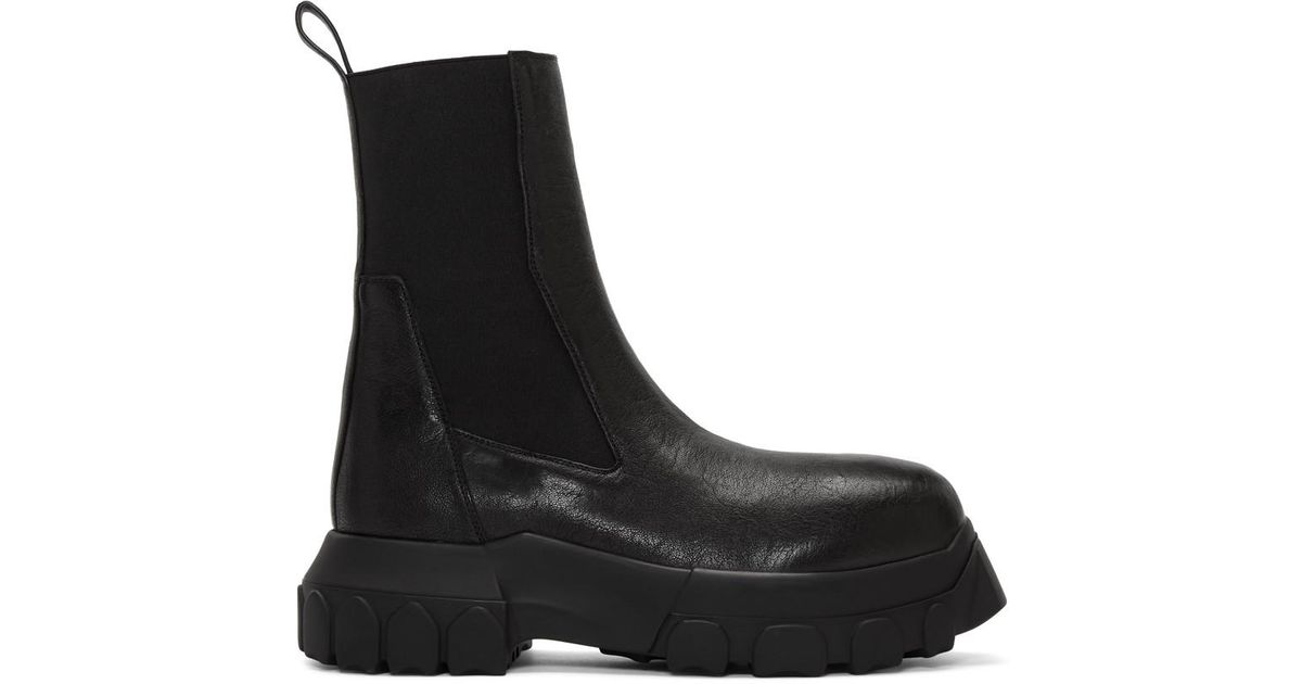 Rick Owens Leather Black Mega Bozo Tractor Chelsea Boots for Men - Lyst