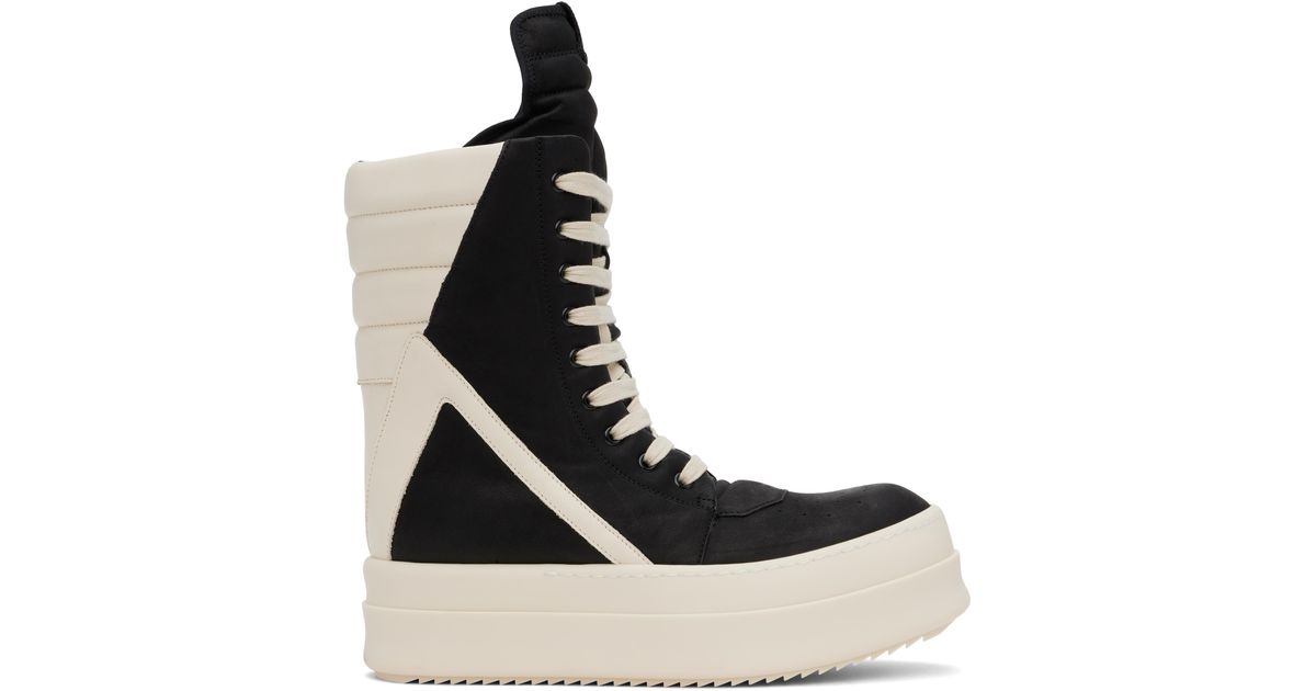 Rick Owens ブラック Geobasket Hollywood スニーカー メンズ メンズ Rick Owens ブラック＆オフホワイト Hollywood Mega