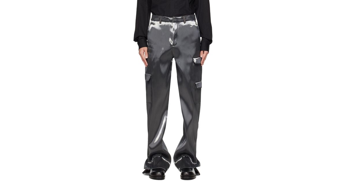 HELIOT EMIL Gray Liquid Metal Cargo Pants in Black for Men | Lyst