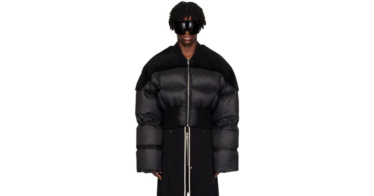 Rick Owens Black Flight Shearling Down Jacket for Men | Lyst