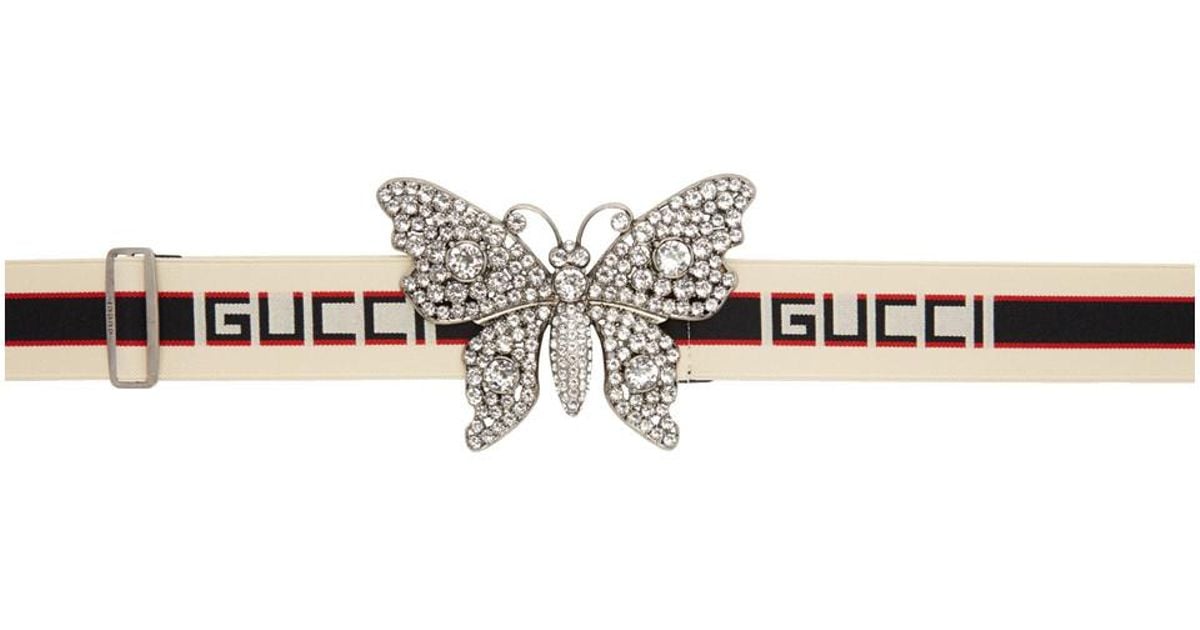 Gucci Ecru Large Crystal Butterfly 
