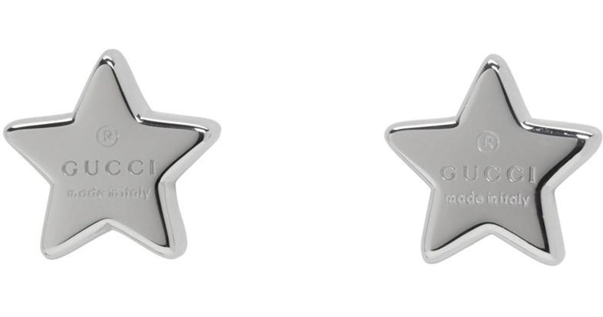 Gucci Silver Logo Star Earrings - Lyst