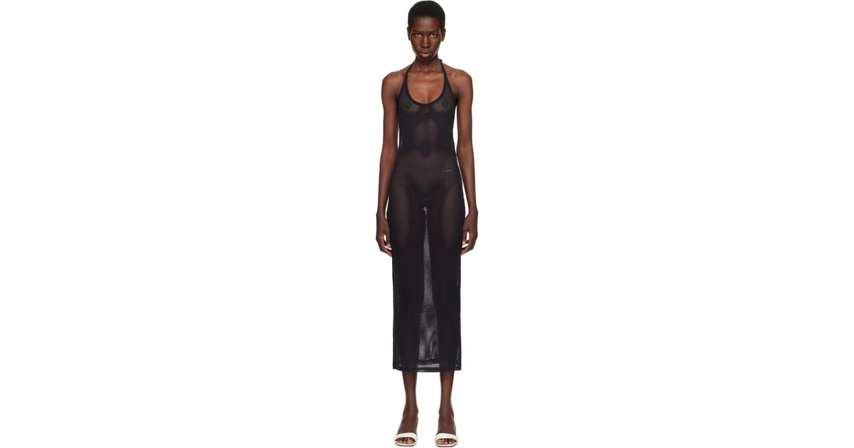 Courreges Holistic Mesh Maxi Dress in Black | Lyst