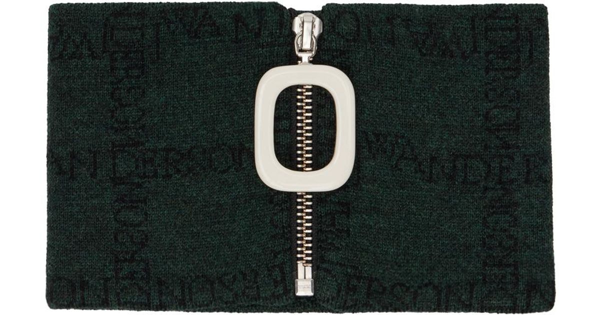JW Anderson Wool Logo Grid Neck Warmer in Green/Black (Black) for Men ...