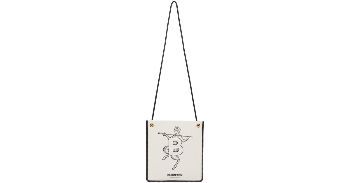 Burberry Canvas Mythical Alphabet 'b' Faun Flat Bag in White - Lyst