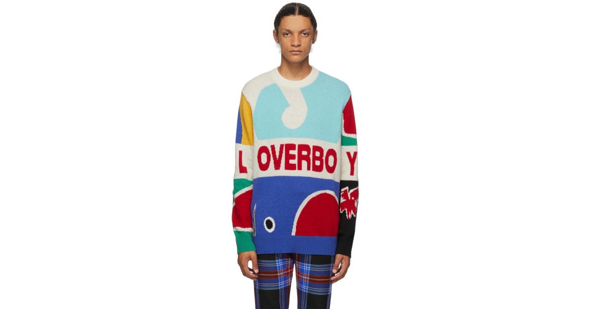 CHARLES JEFFREY LOVERBOY Wool Multicolor Knit Logo Graphic Sweater in ...