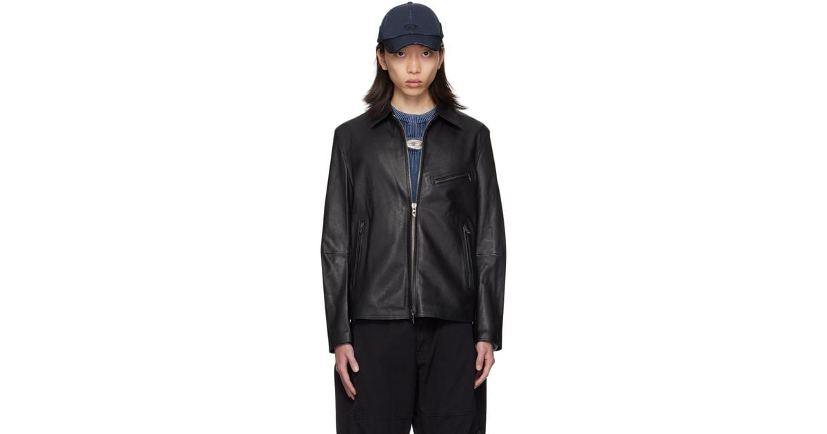 メンズ DIESEL L-korn-a レザージャケット ブラック | Lyst