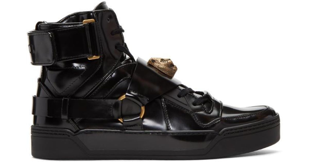 Gucci Leather Tiger High-top Sneakers 