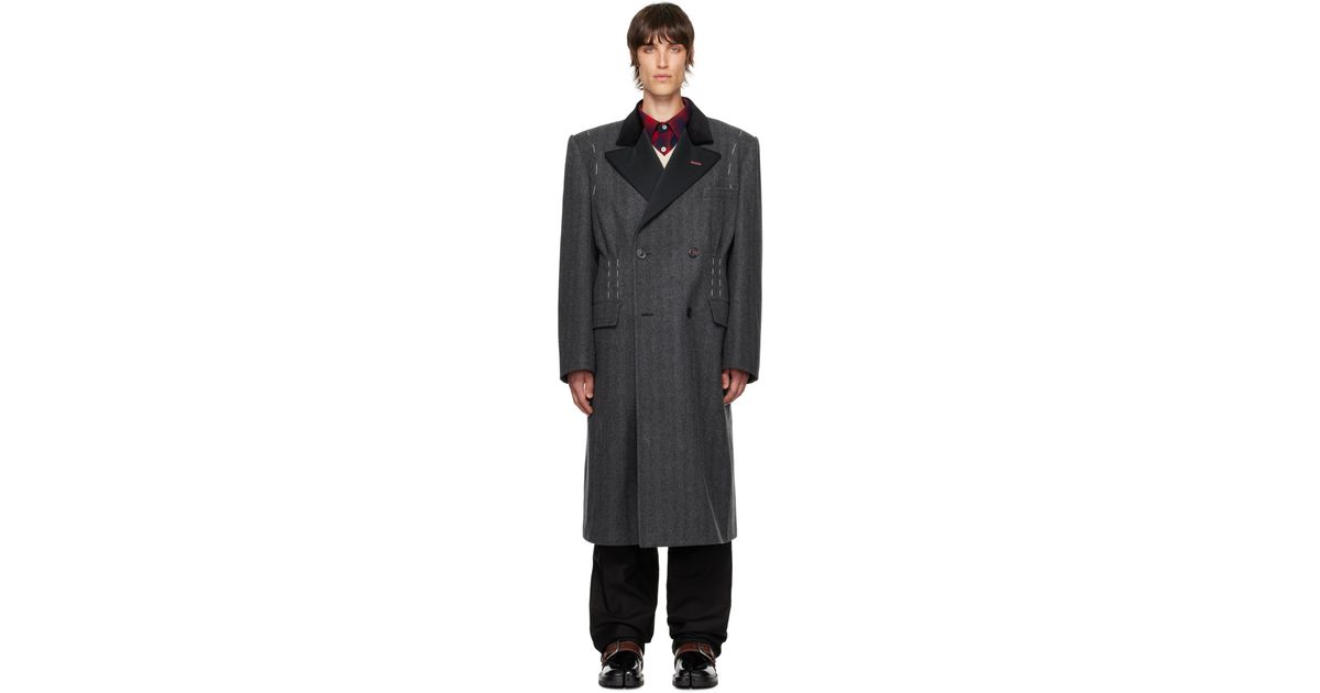 直営店★Maison Margiela★制作途中のダブルブレストコート メンズ Maison Margiela グレー Work-in-progress ダブル