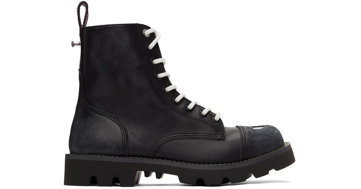 DIESEL Black D-konba Combat Boots for Men | Lyst