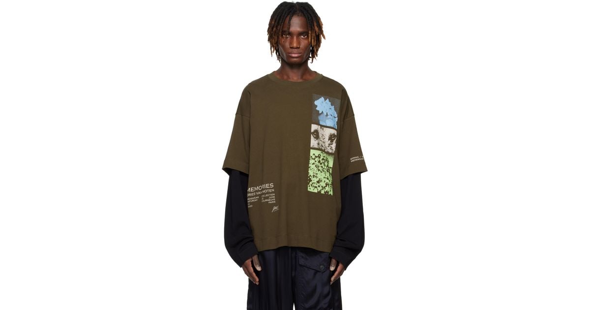 【関税込み】Dries Van Noten カーキ Show 長袖Tシャツ メンズ Dries Van Noten カーキ Show 長袖Tシャツ ブラック | Lyst