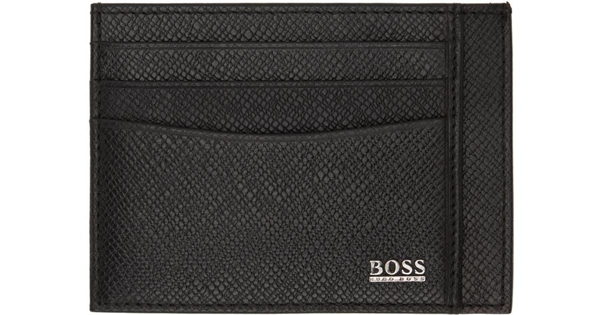 Boss By Hugo Boss Leather Black Signature Card Holder For Men Lyst 3681