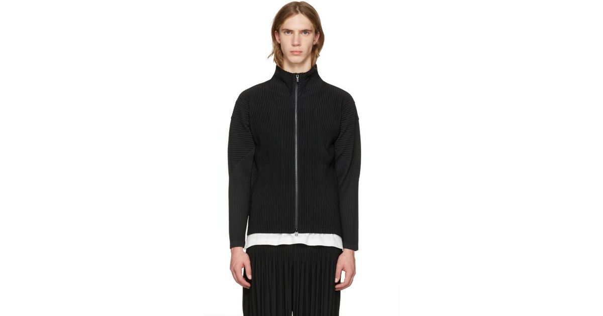 Homme Plissé Issey Miyake Black Classic Pleats Track Jacket for
