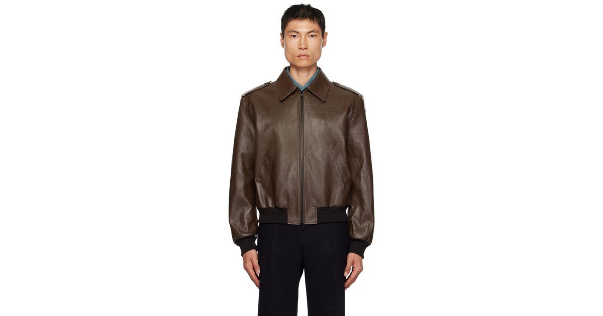 RECTO. Brown Zip Leather Jacket in Black for Men | Lyst