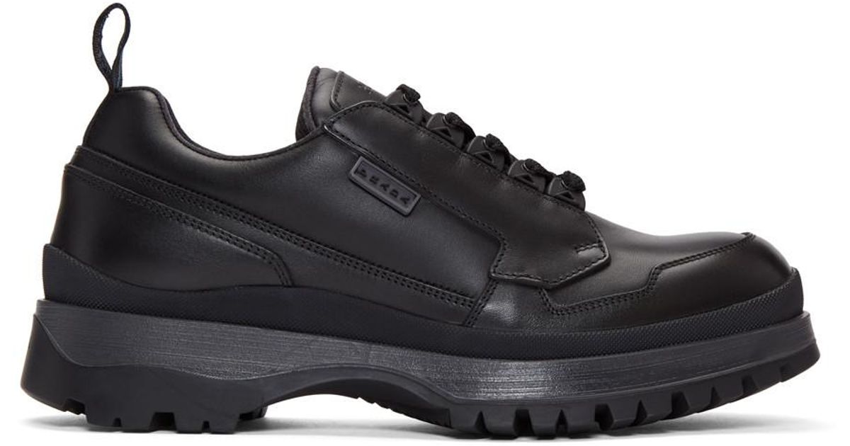 Prada Leather Black Allacciate Sneakers 