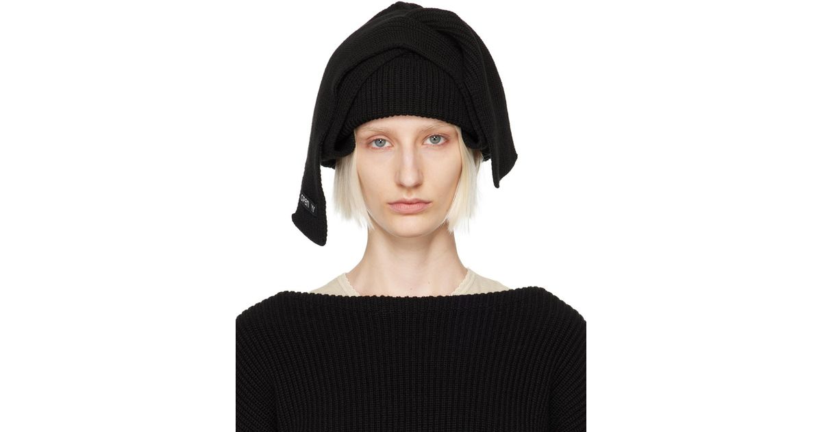OPEN YY Scarf Beanie in Black | Lyst UK