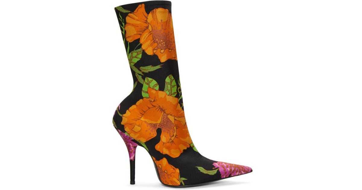 Red Floral Sock Boots - Lyst