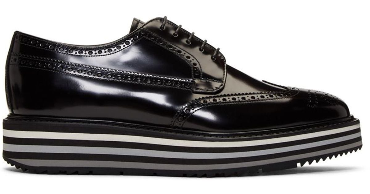 Prada Black Creeper Brogues for Men | Lyst