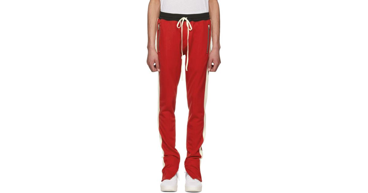 fear of god track pants red