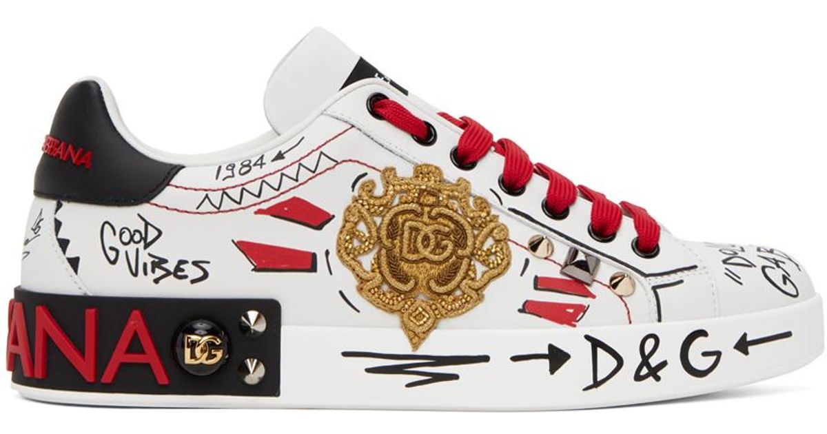 Dolce Gabbana Dolce gabbana White Red Portofino Sneakers in Black for Men Lyst UK