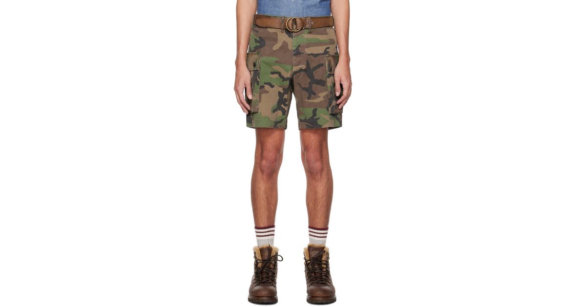 RRL Green Camo Shorts in Black for Men | Lyst