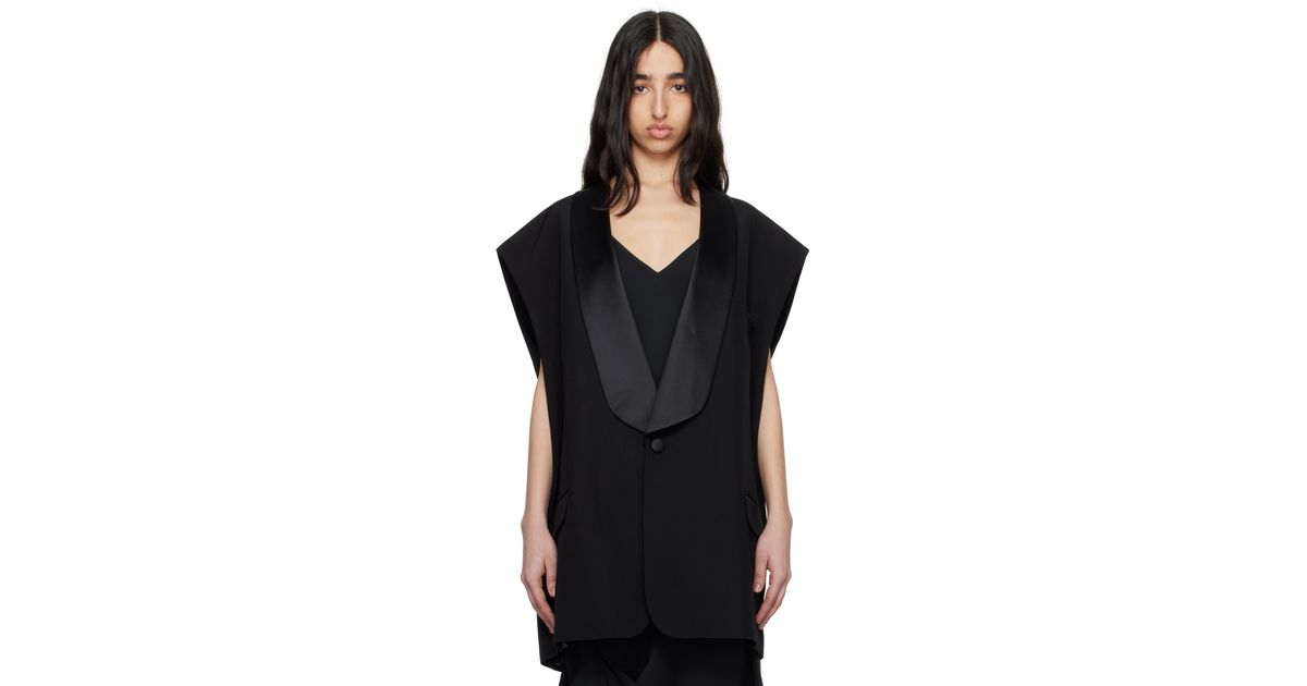 MM6 by Maison Martin Margiela ブラック サテン ラペル ベスト MM6 by Maison Martin Margiela ブラック サテン ラペル ベスト