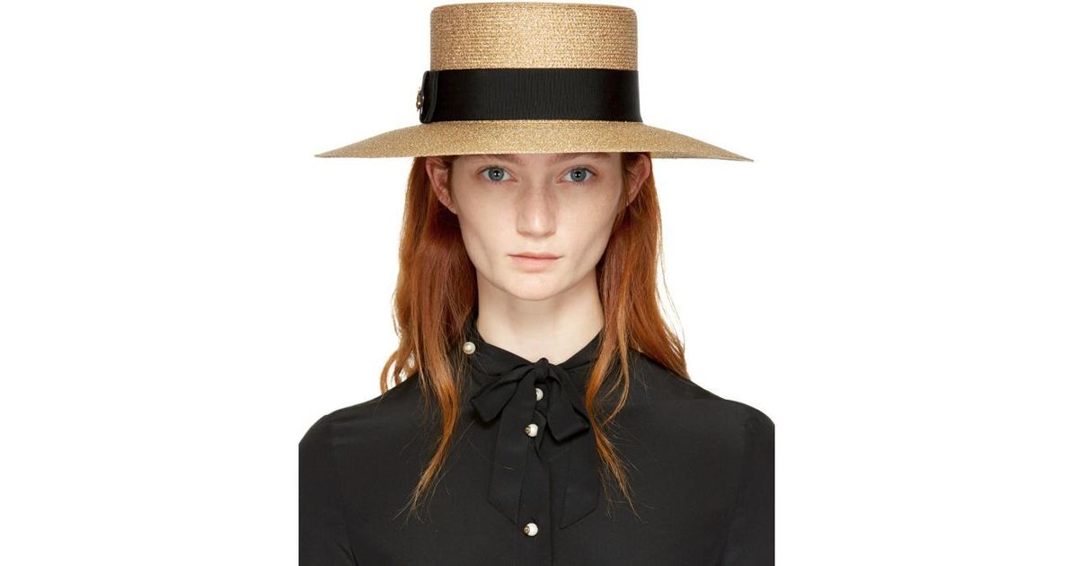 gucci gold straw hat