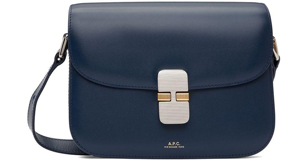 A.P.C. - Grace Small Smooth Leather Bag - Navy blue