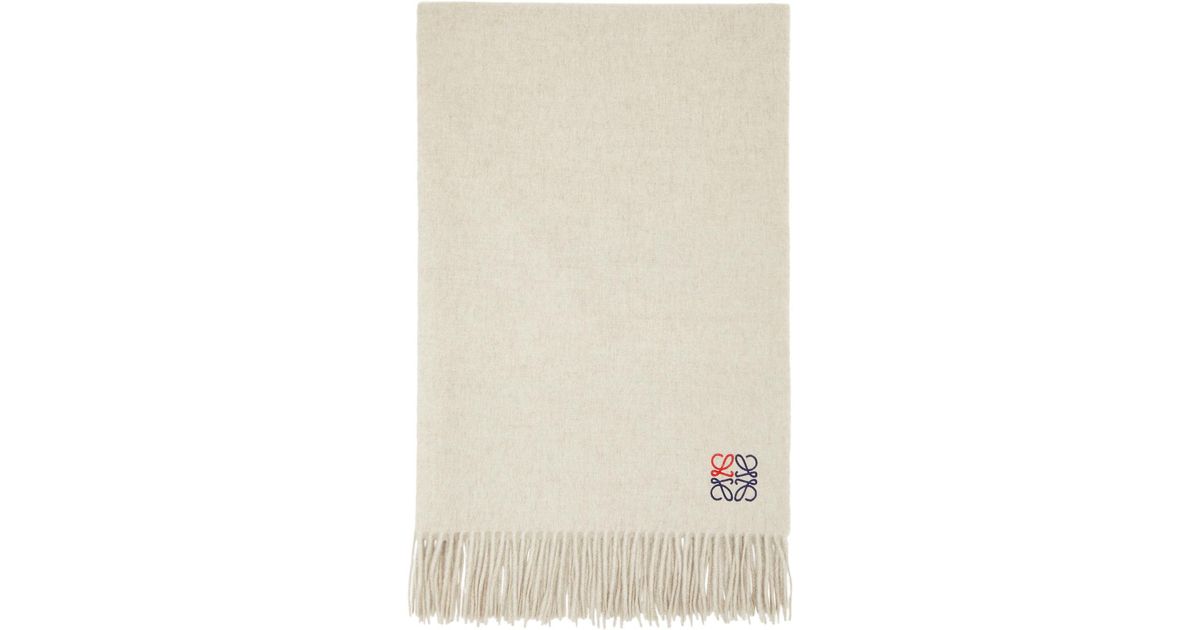 Loewe Cashmere Anagram Scarf in Beige (Natural) - Lyst