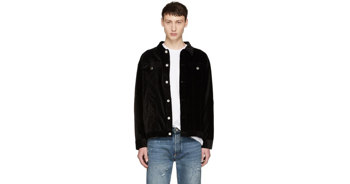 Black Velvet Trucker Jacket for Men 