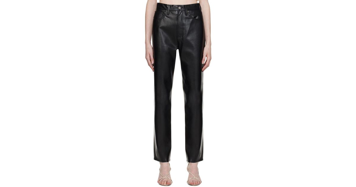 Agolde Black 90's Pinch Waist Leather Pants | Lyst
