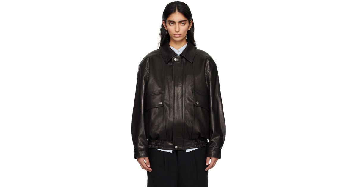 DUNST Oversized Leather Jacket in Black | Lyst