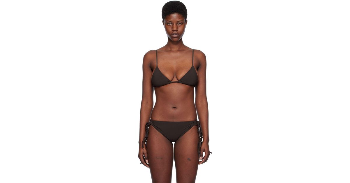 Jil Sander Brown Tangle Bikini Top in Black | Lyst