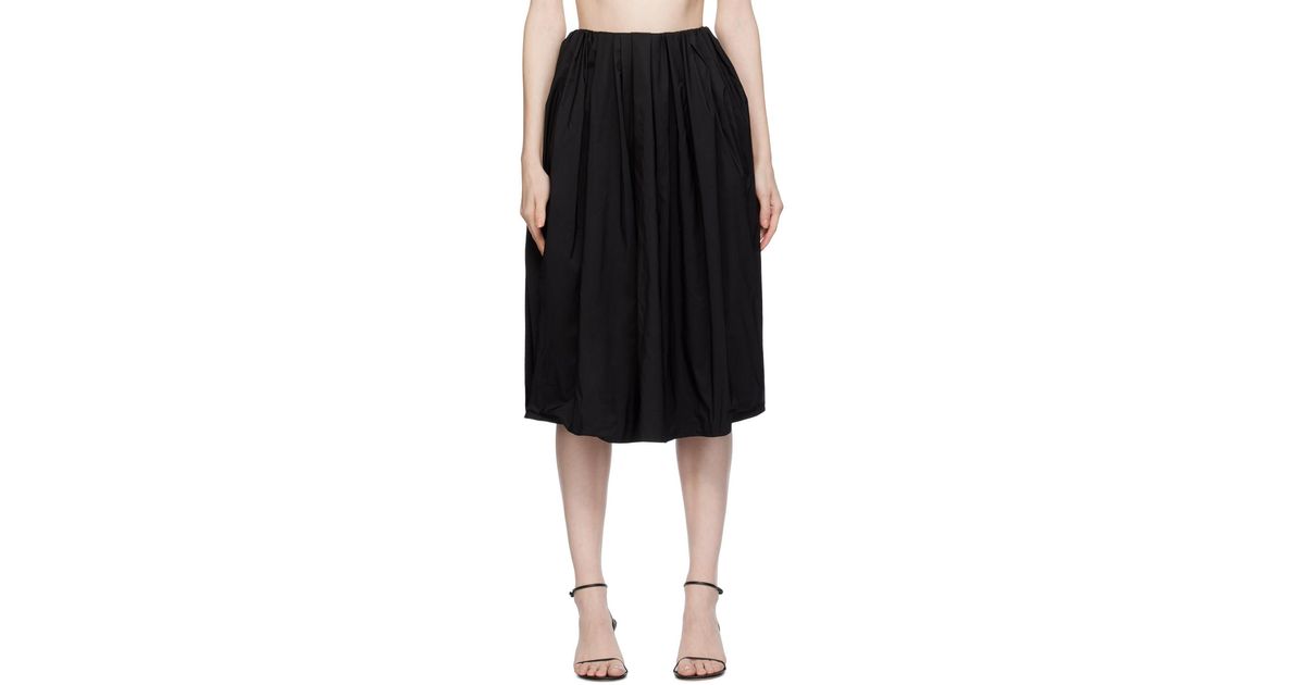 BEVZA Black Colorblocked Midi Skirt